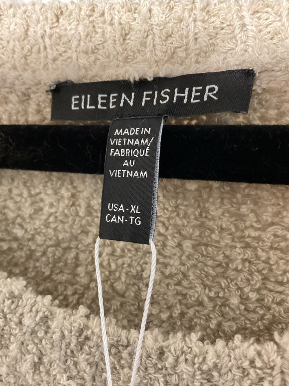 Eileen Fisher Organic Cotton Cashmere Bouclé Crew Neck Sweater XL Oatmeal Beige - Picture 9 of 9